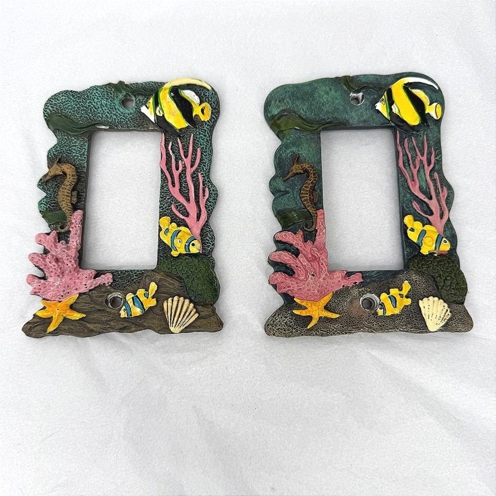 Light Switch Outlet Cover SET Ocean Reef Seahorse Fish Coral Tropical Nautical